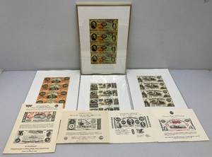 lot 240 image: Misc. Bank Note Prints Unframed One Framed Behind Glass
