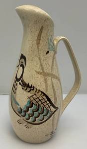 lot 220 image: Vintage RED WING Pottery Bob White Collection Carafe Pitcher With Quail 11 34 Tall