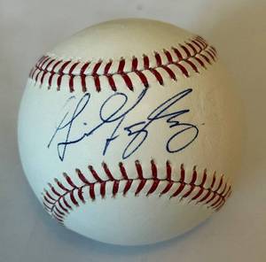 lot 33 image: Gio Gonzalez Signed MLB Baseball - Official Major League Baseball in Display Cube