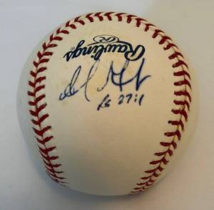 lot 44 image: Adrian Gonzalez Autographed Baseball - Official MLB Ball in Acrylic Display Case
