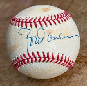 lot 56 image: Rad Carew Signed Baseball Rawlings OALB Brown Ball