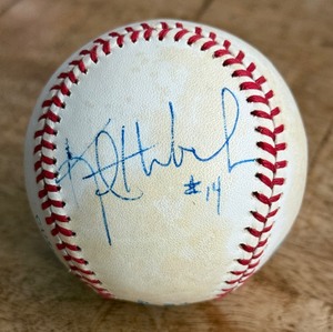 lot 57 image: Kent Hrbek Signed Baseball Rawlings OALB Brown Ball Minnesota Twins