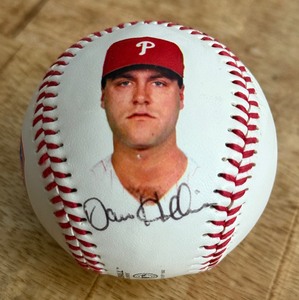 lot 78 image: Dave Hollins Signed Philadelphia Phillies Stat Baseball