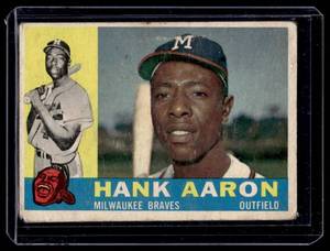 lot 7A image: Hank Aaron 1960 Topps #300 Vintage Baseball Card