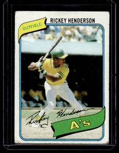 lot 12A image: Rickey Henderson RC 1980 Topps #482 Vintage Baseball Card