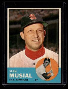 lot 15A image: Stan Musial 1963 Topps #205 Vintage Baseball Card - Nice Gradeable