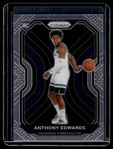 lot 36A image: Anthony Edwards Prizm RC 2020-21 #258 Rookie Minnesota Timberwolves Basketball Card
