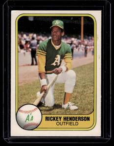 lot 58A image: Rickey Henderson 1st Fleer 2nd year 1981 Fleer #574 Vintage Baseball Card
