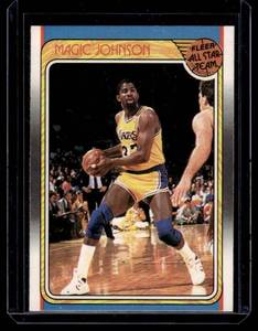 lot 66A image: Magic Johnson 1988 Fleer Sticker All_Star #123 Vintage Basketball Card