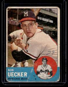 lot 68A image: Bob Uecker 2nd Year 1963 Topps #126 Vintage Baseball Card