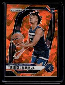 lot 82A image: Terrence Shannon Orange Cracked Ice Prizm RC 2024-25 Prizm #224 Rookie Minnesota Timberwolves Basketball Card