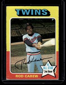 lot 89A image: Rod Carew 1975 Topps #500 Vintage Minnesota Twins Baseball Card