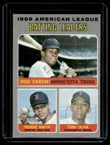 lot 99A image: 1970 Topps AL Batting Leaders Rod Carew and Tony Oliva #62 Vintage Baseball Card