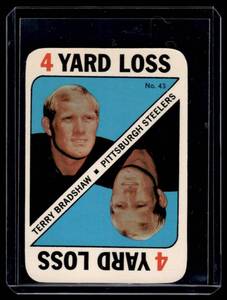 lot 114A image: Terry Bradshaw RC 1971 Topps Game Card #43 Vintage Foorball Card Rookie