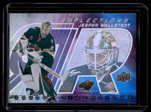 lot 131A image: Jesper Wallstedt RC Insert 2024-25 Upper Deck Rookie Reflections Triple Dimensions #RR-15 Rookie Minnesota Wild Hockey Card