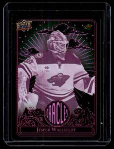 lot 133A image: Jesper Wallstedt RC Purple Foul 2025 Upper Deck Oracles #O-56 Rookie Minnesota Wild Hockey Card