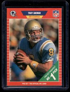lot 140A image: Troy Aikman RC 1989 Pro Set #490 Rookie Football Card