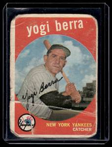 lot 151A image: Yogi Berra 1959 Topps #180 Vintage Baseball Card (Poor Condition)