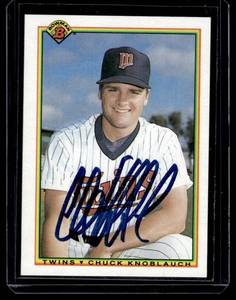 lot 20B image: Chuck Knoblauck On-Card Auto 1990 Bowman #415 Signed Minnesota Twins Baseball Carc