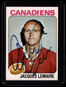 lot 55B image: Jacques Lemair On-Card Auto 1975 O-Pee-Chee #258 Signed Vitnage Hockey Card