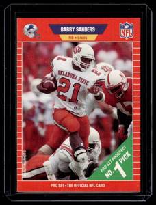 lot 33B image: Barry Sanders RC 1989 Pro Set #494 Rookie Football Card
