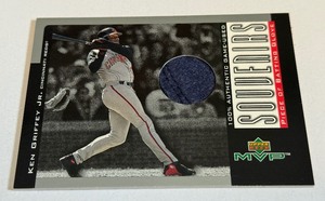 lot 5A image: Ken Griffey Jr. Game Used Batting Glove2001 Uooer Deck MVP Souvenirs #G-KG Rare Baseball Card