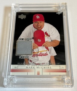 lot 45A image: Mark McGwire Game-Used Swatch Jersey Fusion Baseball Card