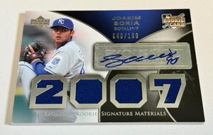 lot 93A image: Joakm Soria RPA 199 2007 Exquisite RC Patch Auto #189Rookie Signature Materials Baseball Card