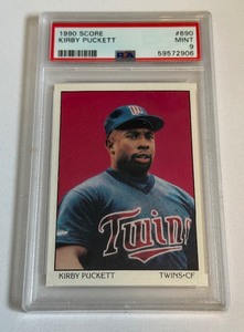 lot 24B image: Kirby Puckett PSA 9 1990 Score #690 Minnesota Twins Baseball Card