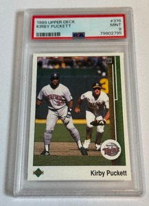 lot 25B image: Kirby Puckett PSA 9 Mint 1989 Upper Deck #376 Minnesota Twins Baseball Card