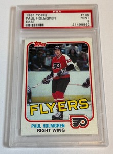 lot 31B image: Paul Holmgren PSA 9 Mint 1981 Topps #105 Vintage Hockey Card