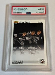 lot 42B image: Wayne Gretzky PSA 8 NM-MT 1991 Upper Deck #437 Hockey Card