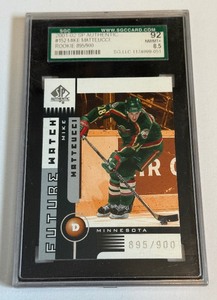 lot 71B image: Mike Matteucci SGC 92  8.5 NMMT 2001-02 SP Authentic Rookie Numbered 895900 Minnesota Wild Hockey Card