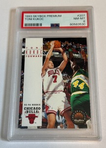 lot 75B image: Toni Kukoc PSA 8 NM-MT 1993 Skybox Premium #207 Basketball Card