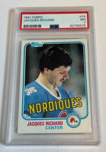 lot 87B image: Jacques Richard PSA 7 NM 1981 Topps #29 Vintage Hockey Card