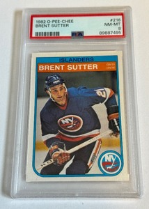 lot 88B image: Brent Sutter PSA 8 NM-MT 1982 OPC #216 Vintage Hockey Card