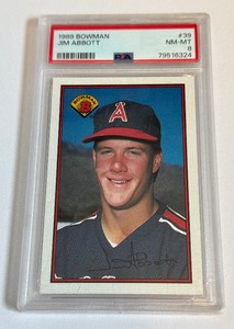 lot 90B image: Jim Abbott PSA 8 NM-MT 1989 Bowman #39 Baseball Card