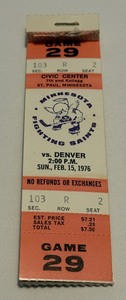 lot 94B image: Minnesota Fighting Saints 1976 Ticket Book Including Games 29-40 Vintage Hockey
