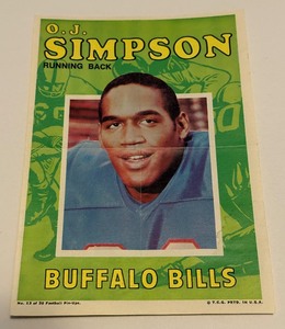 lot 125B image: OJ Simpson 1971 Topps Vintage Football Pin Up Poster, 2nd Year #13