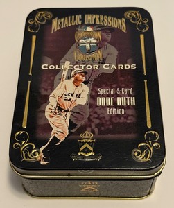 lot 102B image: Babe Ruth 5 Metal Card Cooperston Collection Set