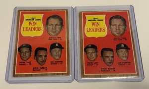 lot 108B image: (2) 1962 Topps AL Win Leaders #57 Vintage Baseball Cards