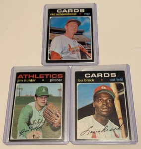 lot 113B image: (3) 1971 Topps Vintage Star Baseball Card Lot - Brock, Hunter, Schoendienst