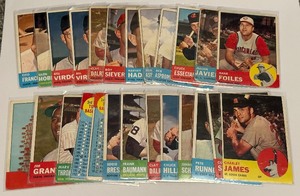lot 121B image: (25) 1963 Topps Vintage Baseball Card Lot