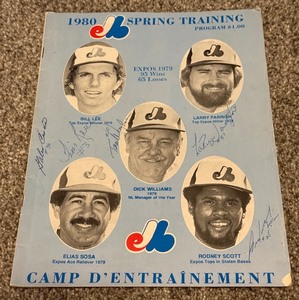 lot 91 image: Minnesota Expos 1980 Spring Traning Baseball Program w Autos - Gary Carter, Tim Raines (Rookie Year), and More