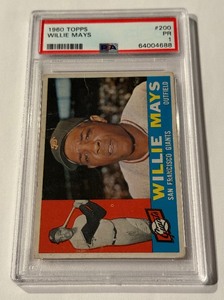 lot 4A image: Willie Mays 1960 Topps #200 PSA 1 Vintage Graded Baseball Card