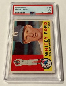 lot 102 image: Whitey Ford 1960 Toops #35 PSA 3.5 VG Vintage Graded Baseball Card