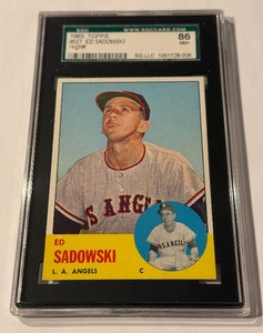 lot 103 image: 1963 Topps Ed Sadowski #527 High Numbers SGC 86 NM Graded Vintage Baseball Card