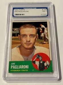 lot 106 image: 1963 Topps Jim Pagliaroni #159 Graded 7 NM Vintage Baseball Card