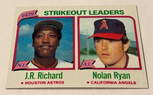 lot 111 image: Nolan Ryan 1980 Topps Strikeout Leaders #206 Vintage Baseball Card