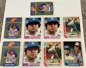 lot 115 image: Fernando Valenzuela 9-Card Vintage Baseball Lot w RCs